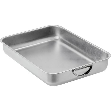 1 Plat à Four Inox 40x28cm Texture Nid d'Abeille Poignées Intégrées Acier Inoxydable Cuisson Lasagne (1/5)