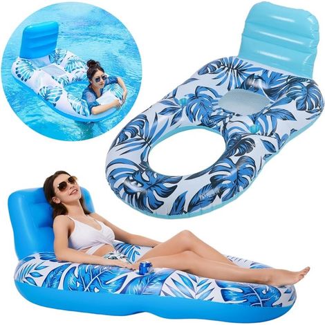 Materassino gonfiabile da piscina per prendere il sole, blu, 180 cm (1/5)