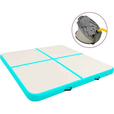 Aufblasbare Gymnastikmatte mit Pumpe 200x200x20 cm PVC Grün