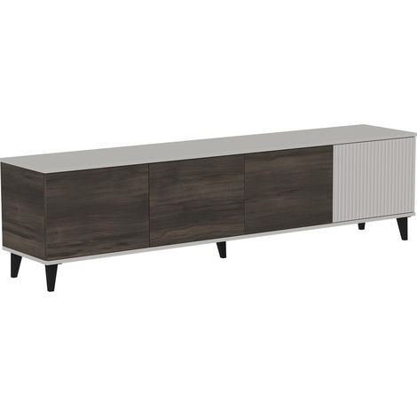 Mueble TV Luelia 114, Nogal + Cachemira, Número de puertas: 0, Número de cajones: 0, 200x52x40cm