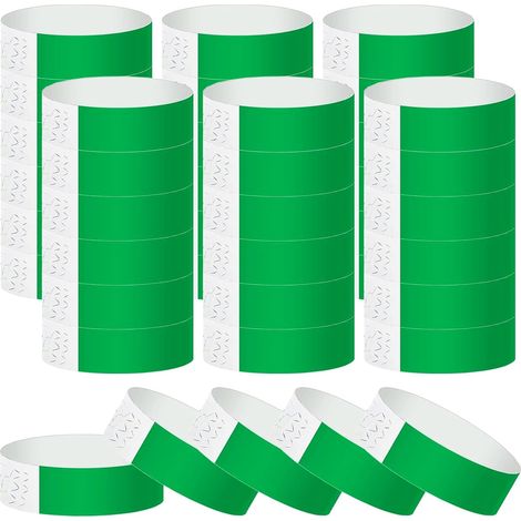 Pack of 200 Paper Wristbands, Event Identification Bracelet, Waterproof Adhesive Wristband for Festivals, Parties, Events, Travels (Green)