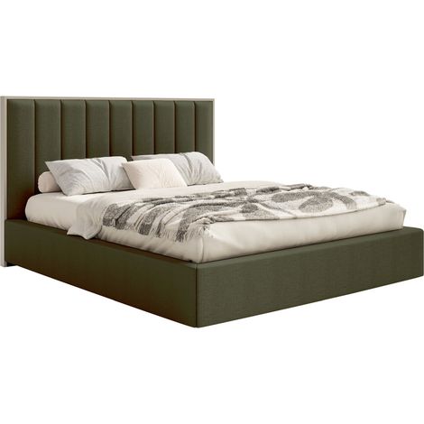 Selsey Togents - Polsterbett 140x200 mit Chenillebezug, Bettkasten und LED, Dunkelgrün