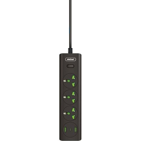 Andowl - Ciabatta Multipresa Elettrica 3 Prese+2 Porte Usb Ricarica Rapida Con Interruttore Q-px300 - (1/2)