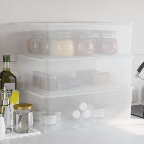 Plastic Storage Boxes 3 pcs 25 L Stackable vidaXL