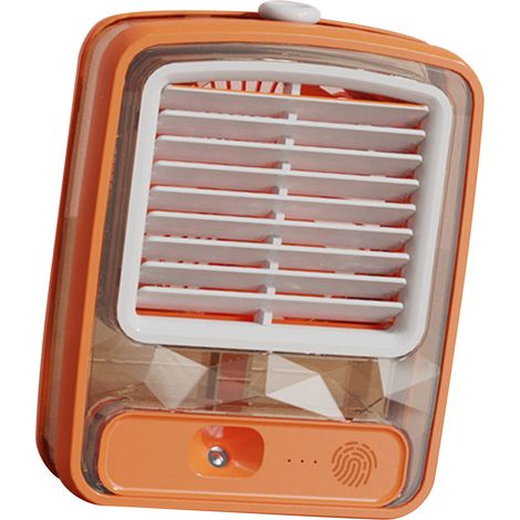 Ventilateur de bureau à refroidissement liquide USB ABS 3 vitesses, pales spirales 3D, petit climatiseur pour bureau ou table de chevet, orange (1/5)