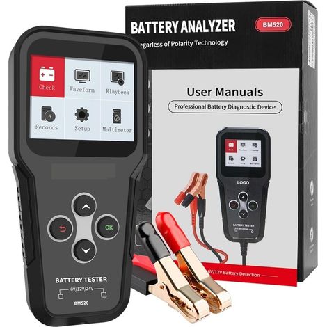 Testeur de charge de batterie BM510 Testeur de batterie de camion de voiture de moto 6V 12V 24V Analyseur de batterie 2000 CCA Chargement des outils de scanner de test(BM520) (1/5)