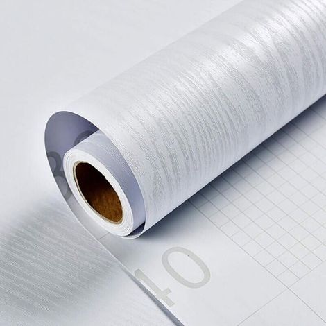 Papier adhésif bois blanc - MICH - Imperméable - 40x300 cm - Auto-adhésif - Facile à nettoyer - Texture réaliste - PVC (1/4)