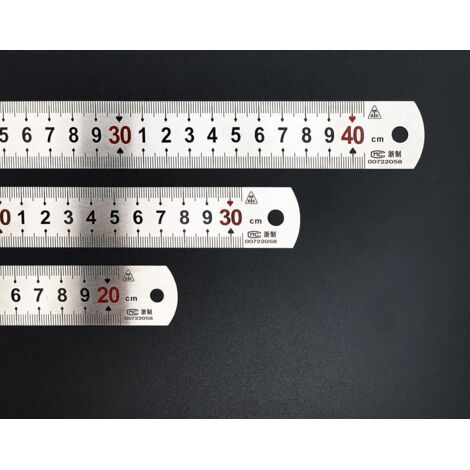 Lot de 3 Acier inoxydable Règle 40cm, 30cm, 20cm, Règle Inox avec Métrique et Impérial Double Face pour la Menuiserie et le Maquettisme, la Peindre et la Mesure (1/5)