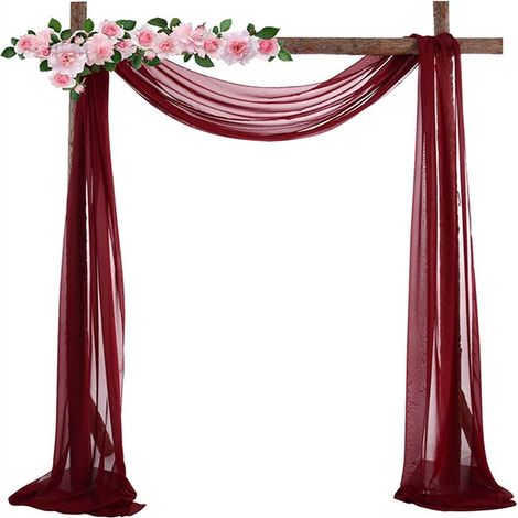 Voile - Rideau Décoratif Blanc - Pour Arche de Mariage Fenêtre ou Photo Booth - 70 x 550 cm (1/5)