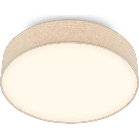 Plafonnier LED avec abat-jour en tissu, 24 W 2600 lm, lumière blanc chaud, lustre salon, chambre, luminaire cuisine, plafonnier LED salon, lampe plafond, 38 x 10,5 cm, Beige (1/5)