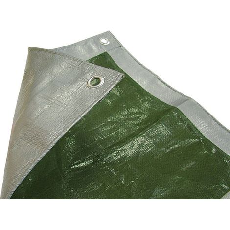 Faithfull Green and Silver Heavy-Duty Tarpaulin, 3.6m x 2.7m (12ft x 9ft), 80gsm, Model FAITARP129 (1/10)