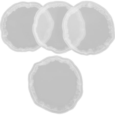 Set aus vier geodenförmigen Silikon-Untersetzerformen – Epoxidharzformen für Bastelarbeiten und kreative Wohndekoration – Perfekt zum Personalisieren von Kaffeetassen