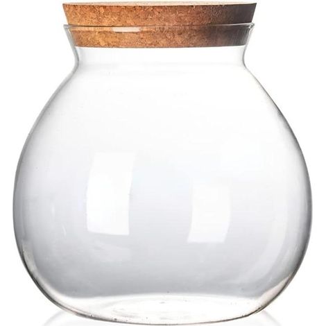 Bocau rond en verre transparent avec bouchon en liège pour thé, bocal de rangement pour la cuisine