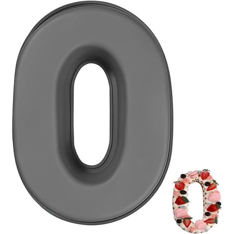 Moule à Gâteau Number 0, Moules Chiffre Cake, Grands 3D en Silicone, Forme Spécifique de Convient pour Anniversaires, Fêtes (Gris) Gris 0
