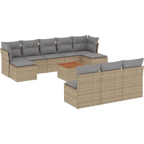 Maison Exclusive - Set de sofás de jardín 11pzas con cojines ratá (1/3)