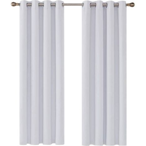 2 rideaux occultants thermiques, blanc, triple tissage, 140 x 260 cm, pour chambre et salon (1/4)