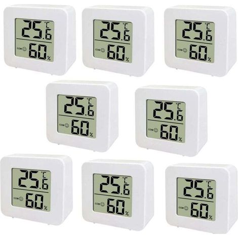 Mini termómetro LCD, termómetro higrómetro digital para interiores, medidor de temperatura y humedad - 454515MM - 8 unidades (1/4)