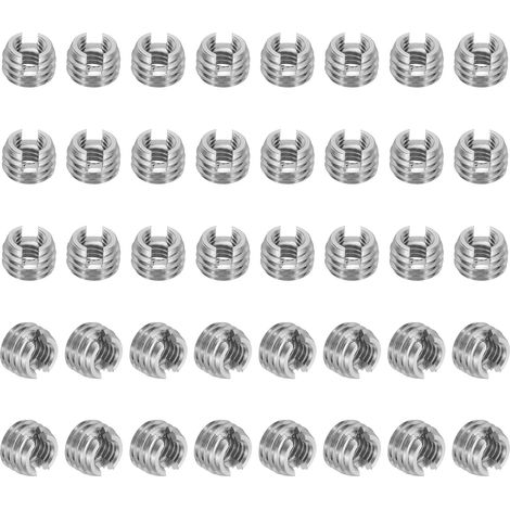 Insert Fileté Auto-Taraudeurs, 40 Pcs M6 x M10 x 7mm Acier Inoxydable 303 Filetage Adaptateur Réducteur Vis à Fente Inserts de Réparation Écrous Manchon (1/5)