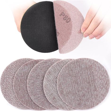 Treillis Feuilles Abrasive 125mm, 50 Pièces Papier a Poncer 80 Grains Abrasives Papier pour Ponceuse Vibrante Polir et Enlever La Rouille (1/5)