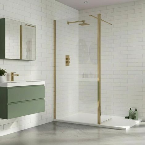 Duchy Padstow Brushed Brass Wet Room Screen Swivel Return Panel 300mm