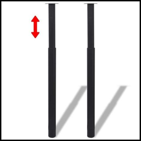Pieds de table télescopiques - V GEBY - 2 pcs - Noir - Réglables en hauteur - Robustes et stables (1/4)