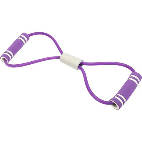 Élastique en 8 violet pour étirement des bras et épaules, bande de résistance ajustable fitness (1/5)