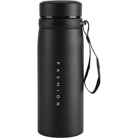 Gourde isotherme 900ml en acier inoxydable pour thé, café et boissons en voyage, noire, 1 pièce (1/5)