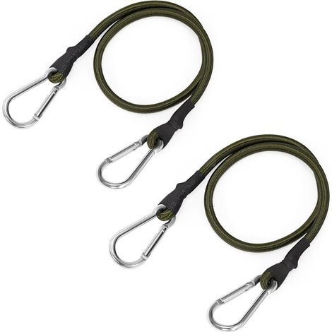 Tendeurs avec Mousqueton Cordon Élastique Très Résistant Sangles d'Arrimage pour Luggee Fixation de Moto, Voiture, Coffre, Vélo 60cm 2 Pièces (1/4)