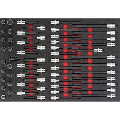 Vigor V4729 Set di chiavi a goniometro bicolore 58 pezzi