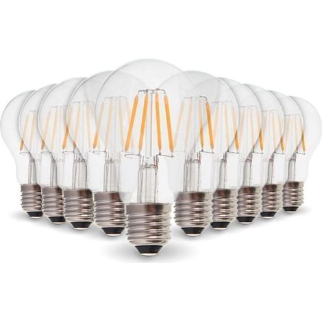 Lot de 10 Ampoules LED E27 4W Filament eq. 40W blanc chaud 2700K (1/4)