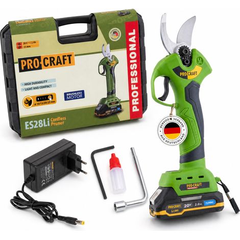 Procraft ES28Li Cesoie per rami a batteria 20 V Brushless + 1x batteria 2,0 Ah + caricabatteria + valigetta (1/5)