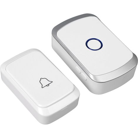Kit de Sonnette sans Fil à Piles Argentée avec 1 Émetteur et 1 Récepteur pour Maison (1/5)