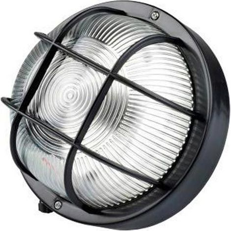 PLAFONIERA PLASTICA ROTONDA NERA VETRO‎ E GRIGLIA TARTARUGA 185x185mm 60W ROSI (1/2)
