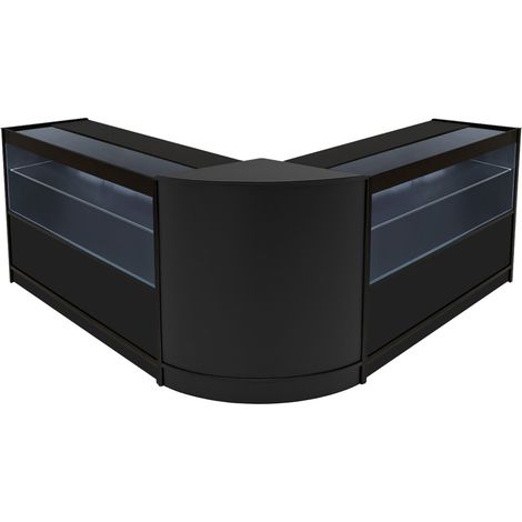 Set Banconi Nero Selene LED C1200 CM60 con Ante Scorrevoli, Chiavi, 3 Mobili Espositivi in Vetro con Ripiani Interni, Illuminazione Bianca per Negozio, Gioielli, Abbigliamento (1/5)