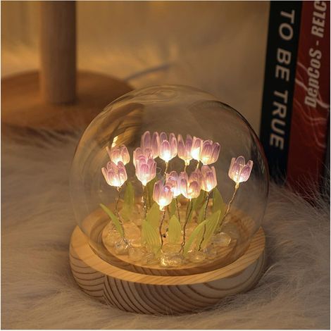 Lampe De Table Tulipe - Luminaire À Led Diy - Décoration Intérieure Pour Chambre Ou Salon - Kit À Monter Soi-Même - 10 Fleurs (1/5)