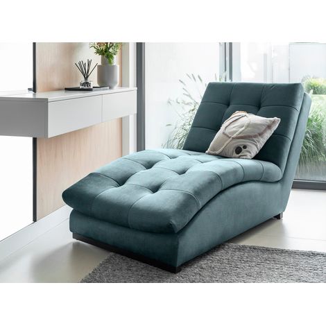Chaise longue en velours BORA – Moderne & confortable-Bleu charron (1/5)