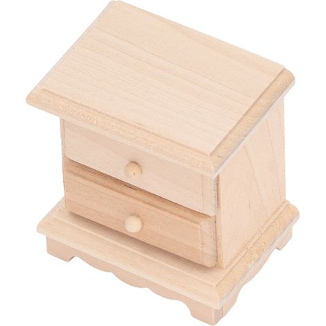 1:12 Puppenhaus-Nachttisch aus Holz, detailgetreue Nachbildung, 2 Schubladen, Miniatur-Puppenhausmöbel (1/5)