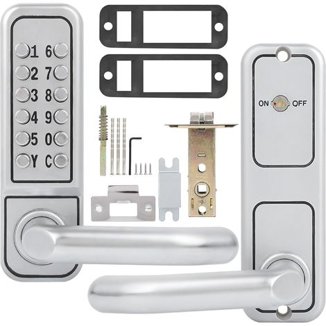 Serrure sans clé de clavier mécanique de mot de passe imperméable d'alliage de Zinc pour des portes en bois intérieures de bureau argent (1/5)