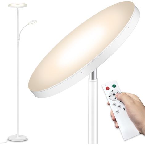42W 4500LM LED Lampadaire Blanc, Super Lumineux Dimmable Lampadaire sur Pied Salon avec Lecture Lampe, Télécommande et Contrôle Tactile Lampadaires 2700K-6500K pour Salon Chambre Bureau (1/5)