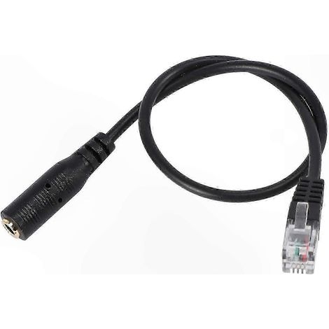 Câble adaptateur RJ9 vers prise casque 3,5 mm, compatible avec les connexions téléphoniques de bureau. (1/5)