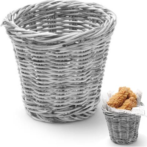 Korb zum Servieren von frittierten Snacks, Melangegrau, Durchmesser 130x110 mm - Hendi 426043 (1/3)