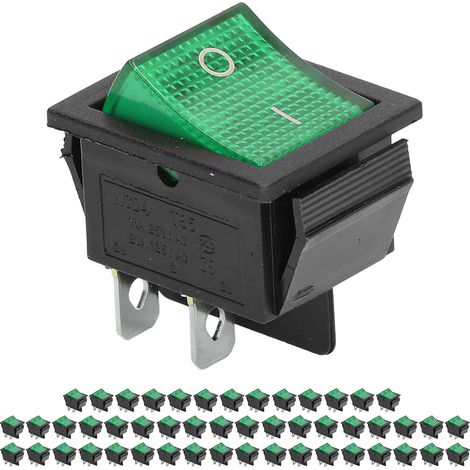 50 Miniatur-Kippschalter aus Messing, 4 Pins, 2 Positionen, für Boote, Hochstrom 125/250 V, grün (1/5)