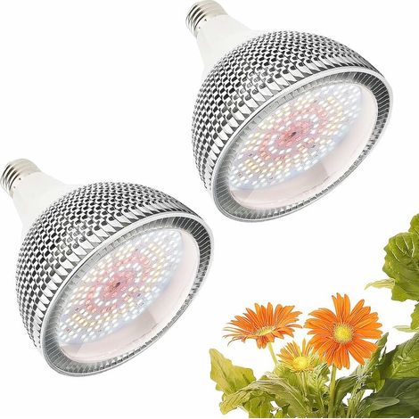 150W LED Grow Light Bulb, 200 LEDs Full Spectrum LED Plant Light, E27 Horticultural Lamp Daylight White Lamp for Indoor Plants, Gardening, 2 Pack (1/5)