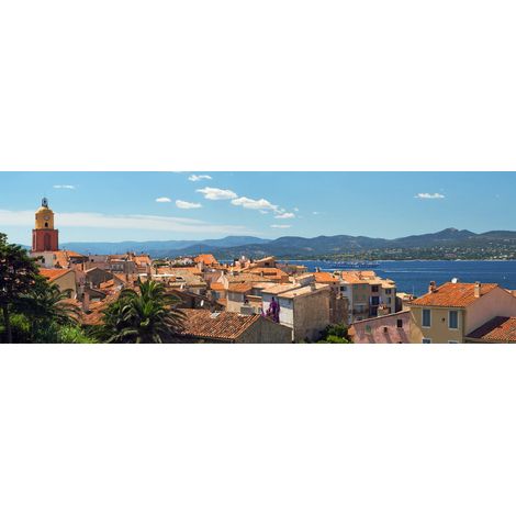 Tableau sur toile panorama de Saint-Tropez 45x135 cm - Impression sur Toile Murale Décorative - Image imprimée en HD sur Toile - Toile sur Châssis en Bois FSC - Fabriqué en France (1/4)