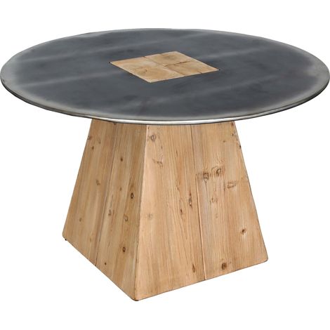 [NEUWERTIG] Esstisch HHG-607, Tisch Esszimmertisch, rund Industrial Massiv-Holz MVG-zertifiziert 74x120cm, natur mit Metall-Optik