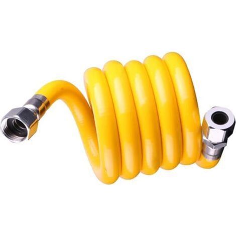 Tubo flessibile per gas, 50 cm, con raccordo in acciaio inox, conforme alla norma EN 15266, per piano cottura, cucina e caldaia. (1/5)