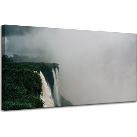 Leinwanddruck Natur – Berge und Wasserfall, 120 x 60 cm