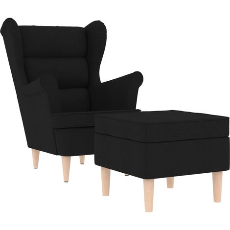 Maison Exclusive - Poltrona con Poggiapiedi Nera in Tessuto (1/5)