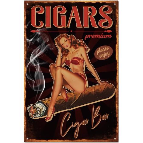 Plaque métallique en étain vintage de Pin Up Lady 20x30 cm, Plaque de porte de chambre en étain rétro drôle, Plaques de cave, Plaque d'art, Affiche, Décoration murale pour les bars à la maison, les ca (1/5)