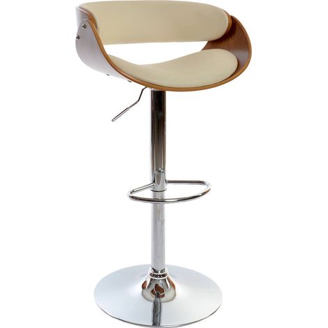 Chaise de bar élégante, réglable en crème et confort - Crème brun noisette (1/5)